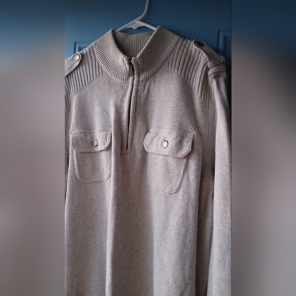 APT. 9 Men's Beige Sweater with Button Details